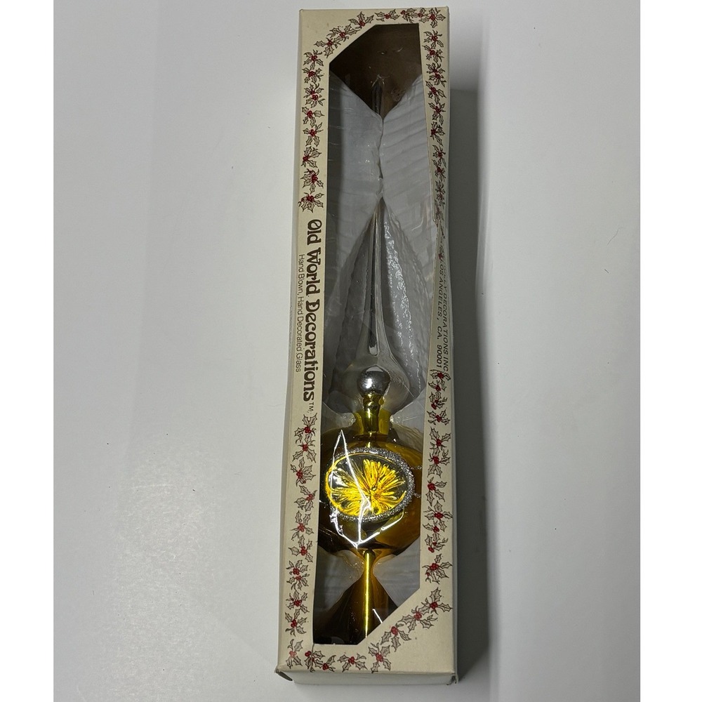 Old World Decorations Glass Christmas Tree Topper Gold Silver Reflector 9610